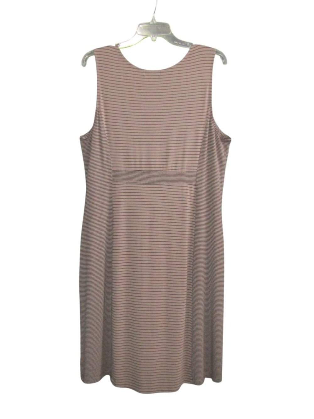 Habitat Clothes To Live In Dress L Mocha Black Stripe Sleeveless Pockets Artsy - Picture 7 of 12